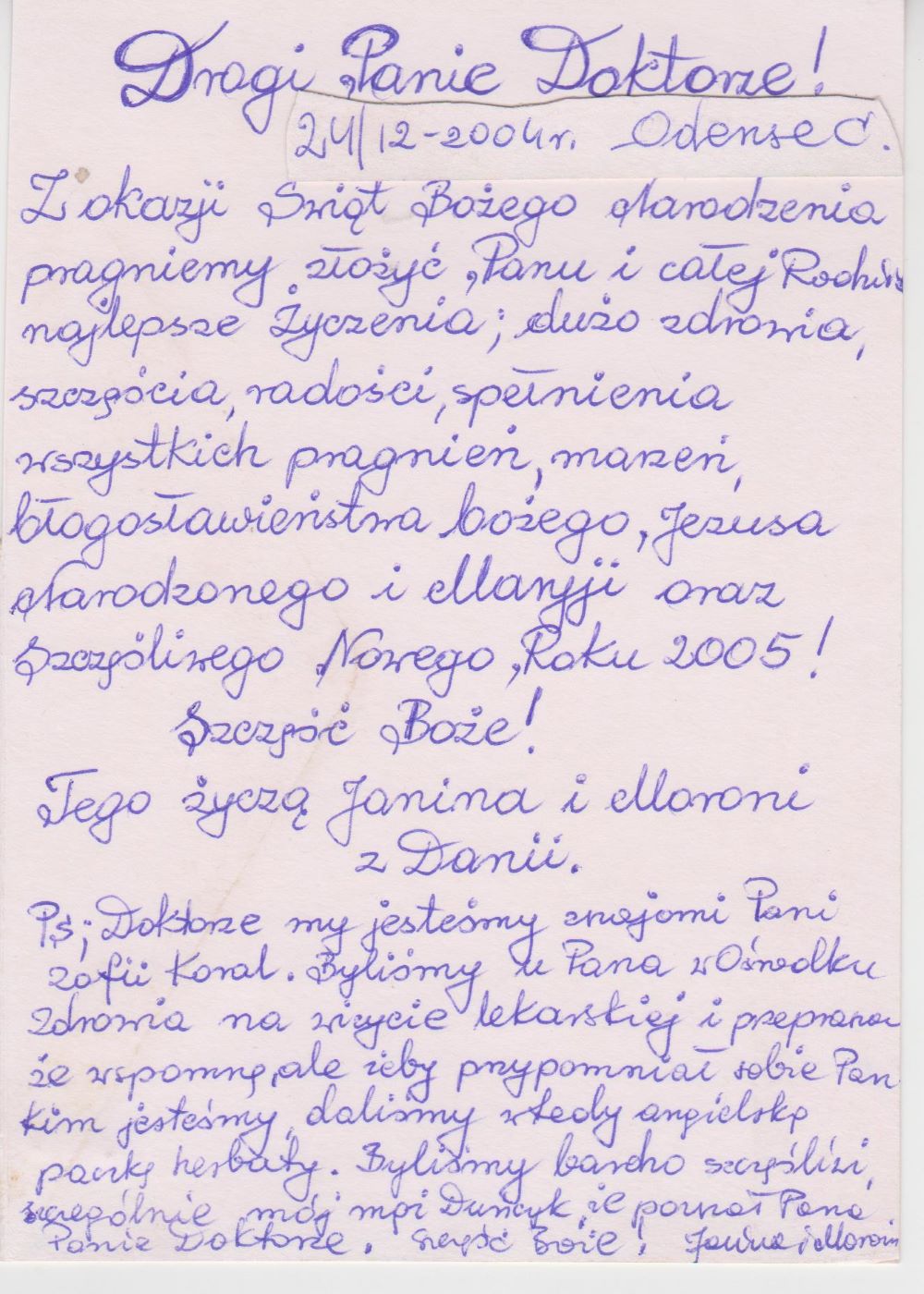 Życzenia pacjentki